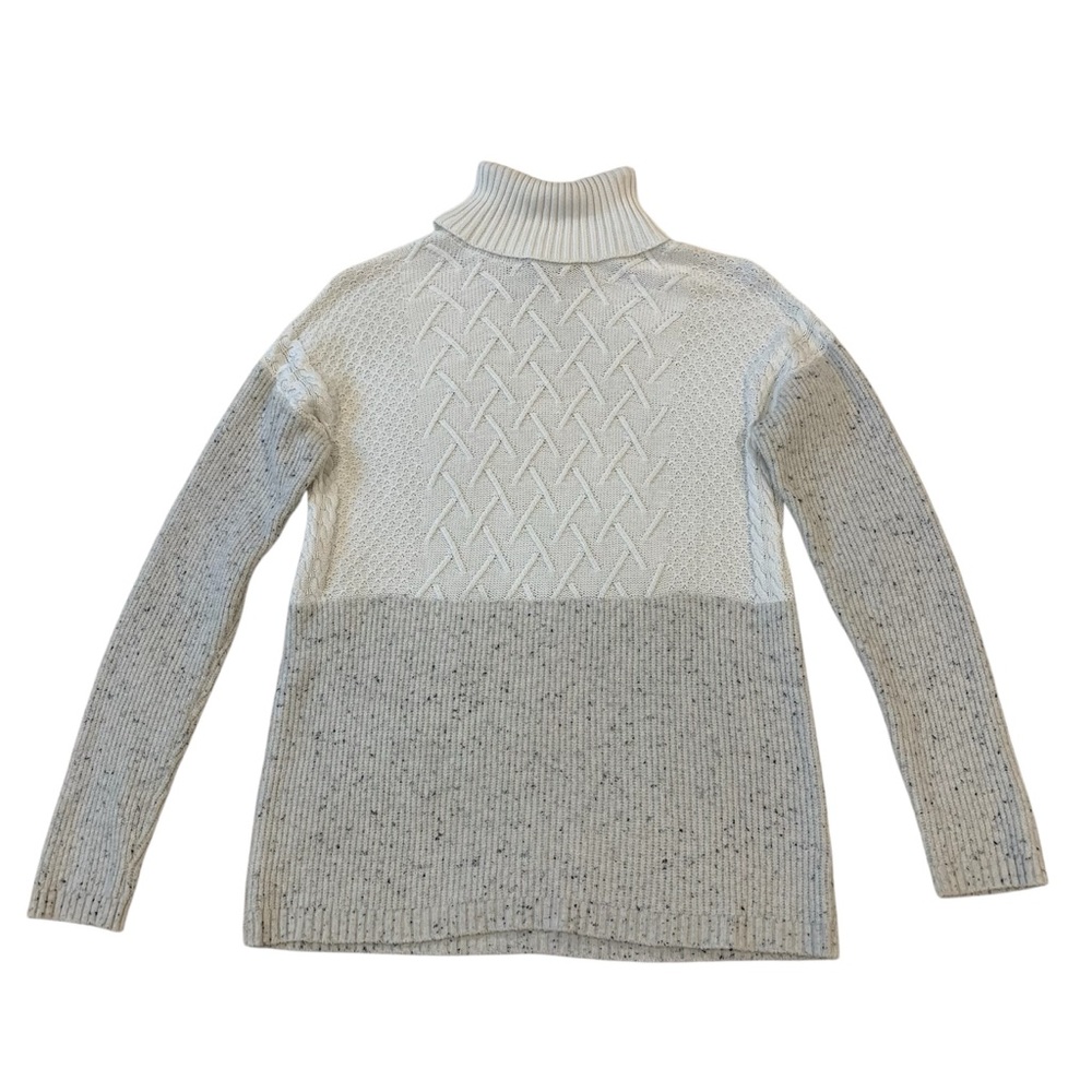 BELLDINI | Women's Cream and Gray Textured Turtleneck Sweater Size Small